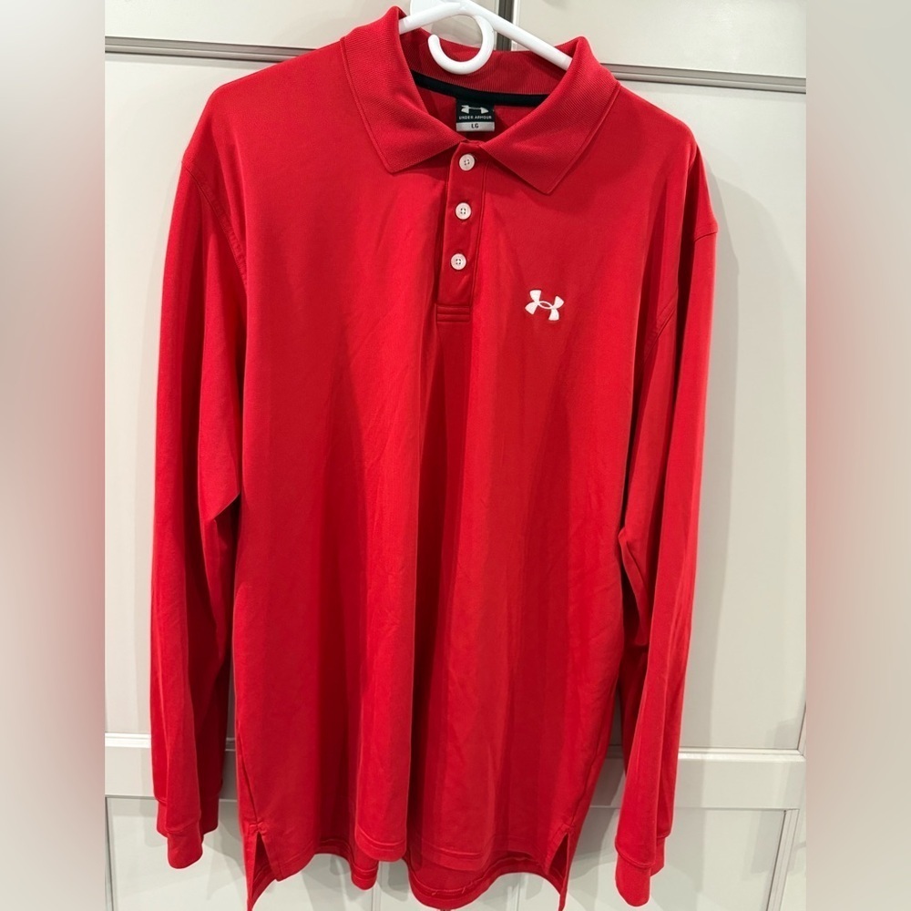 Under Armour Men’s Long Sleeve Polo Shirt – Red, Size XL